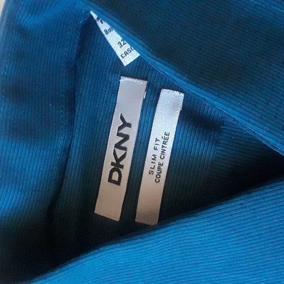 DKNY Slim Fit Coupe Cintree Dress Shirt Lagoon/Black Pinstripe 15 32/33 - Picture 2 of 9